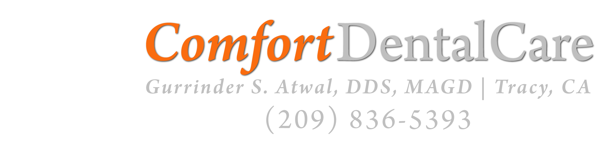 Comfort Dental Care Tracy CA Gurrinder Atwal Logo inverted